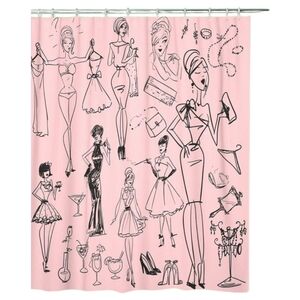Girly Pink Shower Curtain Fashion Sketch 72x72
